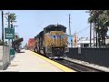 Union Pacific ZLCLT intermodal train passing by Burbank North Airport Station.
