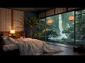 Peaceful Piano & Soft Rain Sounds - Warm Bedroom at Night for Relaxing, Stress Relief, Deep Sleep