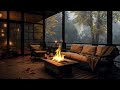Sleep Serenity: Rainy Day on Balcony with Fire and Thunderstorm Sounds
