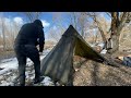 Extreme Winter Camping in Alaska (-46C) Backcountry Hot Tent Camping  Camping in Snow Storm, ASMR