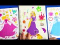 [ToyASMR] Decorate with Sticker Book Dress Up Disney Princess Characters: Belle, Jasmine, Ariel