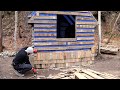 Building a house from pallets by the river. Start to finish