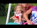 Barbie & Ken Doll Family Toddler Get Well Routine and Drive Thru Story