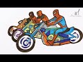 how to draw Spiderman  and Ninja Spider motorcycle Easy Step by Step