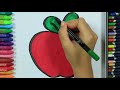 Cómo dibujar manzana | Dibujos para colorear manzana | Pintura de manzana | Aprender a colorear