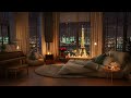 Smooth Jazz Saxophone Music in Cozy Paris Bedroom Ambience with Rain Sounds for Relaxing & Sleeping