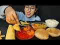 Eating Poori, Dal Makhni, Dum Aloo, Veg Rezala, Dahi Poori | Big Bites | Asmr Eating | Mukbang