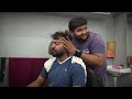 Shamboo Barber Fire Therapy on my neck & ear during Head Massage with loud neck crack