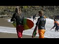 RAW - Pro Skimboarders Try to Negotiate Waves Near the Rocks and Suffer the Consequences