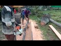 proses pembuatan papan pohon kelapa dengan gas full #senso#sthil#070#gergajikayu#jamil