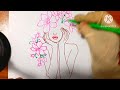 How to create a beautiful girl with  flower ❀ ll girl drawing ll art