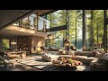 Smooth Jazz Background Music In Summer Wood Cabin Porch Ambience in Forest - Jazz Music For Relax