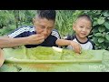 mukbang with my son, delicious beef innards with boil cucumber🥒 &two king chilly🥵😝