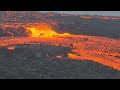 Lava spills over from the upper lava pool on Aug. 5, 22, Iceland.