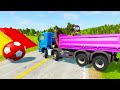 Funny Cars vs Mini Tractor Transporting Monster Truck - Cars vs Deep Water - BeamNG Drive