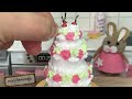 Miniature Buttercream Rose Swirl cake 🎂✨ mini food cooking asmr ✨ minibuncafe