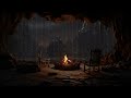 RainStorm Night in a Mountain Cave| Crackling Fireplace for Sleeping, Relaxing, Studying, Meditating