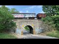 Train Waits On Main Line For 2 Trains To Pass On Siding & Ancient Rock RR Overpass, 1899 Rail In Use