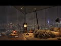 Warm Night at Cozy Luxury NYC Bedroom 🌧️ Soft Piano Jazz Music & Fireplace Sounds to Relax & Sleep