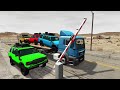 Flatbed Trailer Offroad Cars Transportation with Truck - Pothole vs Car #04- BeamNG.Drive