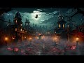 Spooky Town Halloween Ambience 🎃 with Horror Storming Rain Sound👻Halloween Background Music 2023