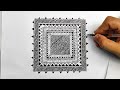 How to Draw Zentangle & Doodle | A square filled with different geometric lines