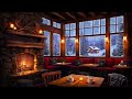 Cozy Ski Lodge Cafe: Warm Winter Jazz Playlist, Crackling Fire, & Coffee Shop Ambience