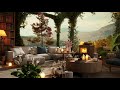 4K Autumn Coffee Shop Ambience with Soothing Jazz Instrumental 🍂 Crackling Fireplace to Work,Study
