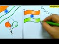 Independence Day Poster Drawing Easy | 15 August Drawing | Independence Day Scenery | Flag Drawing