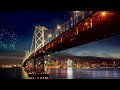 San Francisco Ambience 4K | Golden Gate Bridge Fireworks Ambience | Distant City & Water Sounds 4K