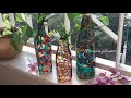 Glass Bottle Painting l How to use glass colours on bottle