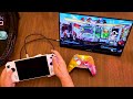 How to play ASUS ROG Ally with 2 players. [4K] Portable setup with M1 Laser keyboard and Arzopa more