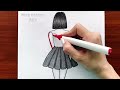 Very Easy Girl Drawing | Girl Drawing Step By Step | Easy Girl Backside Drawing