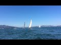 A CAT AND A FORMER AMERICA'S CUP BOAT.