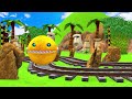 【踏切アニメ】スマートトレイン6 TRAINS RAILROAD CROSSING VS PACMAN🚦Fumikiri 3D Railroad Crossing Animation #train