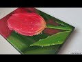 How to draw Tulips with water drops / Acrylic painting