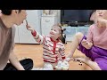 SUB) 2-year-old Roa, who hates pizza, suddenly says he wants to eat pizza with her grandma🍕
