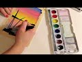 How to paint a sunset with palm trees in watercolor