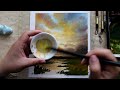 How to paint sunset clouds and lakescape with watercolors