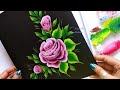 Simple Flower Painting | Rose Painting | One Stroke Acrylic Flower Painting
