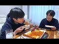 ASMR MUKBANG | Fire noodles and Various Sausages (Kielbasa, Frank, Spam, Vienna), EEG Kimchi, recipe