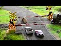 Steam Train Hits Stone 😱 at Railroad Crossing