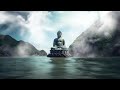 Buddha statue on the river | Meditating with the sound of flowing water and piano music