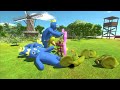 Blue Yellow War - Blue + Yellow Team VS Red + Pink Team  - Animal Revolt Battle Simulator
