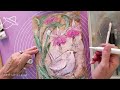 FREE traceable *Easy* DIY textured art |how to paint fushias| how to paint a bird| texture paste