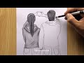 How to draw a couple in Love | Couple Hugging Drawing | Valentine day Couple | The Crazy Sketcher