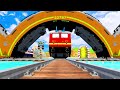 【踏切アニメ】スマートトレイン6 TRAINS ATTACK VS PACMAN ON RAILROAD🚦Fumikiri 3D Railroad Crossing Animation #train