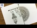 How to draw a Lamp Mandala Art | Lamp post Mandala Art | Mandala drawing easy step by step