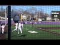 James Madison University R-So Chase Delauter homering in his first AB of the season at Eagle Field.