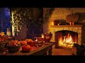 COZY CABIN AMBIENCE 🍂 Cozy Fireplace & Fall Nature Sounds (The Shire, Hobbiton, Bag End Ambience)